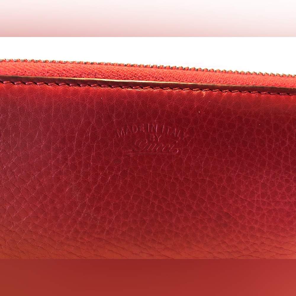 Gucci Red Leather Bamboo Zipper Long Zippy Wallet with dustbag and box - Picture 4 of 15